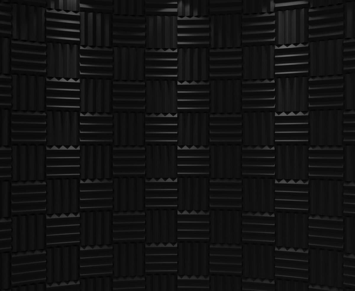Acoustic foam treatment on a recording studio wall